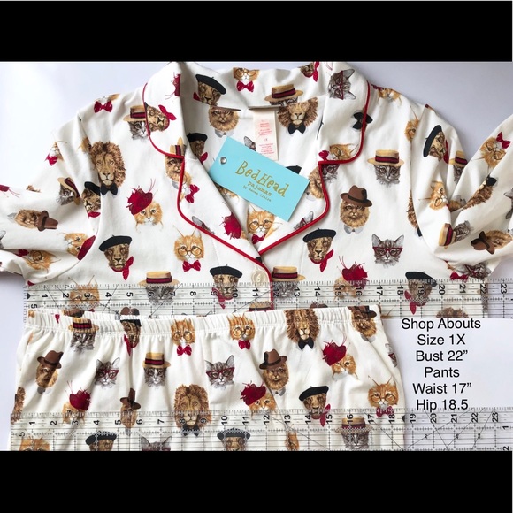 Bedhead Plus Classy Cats Stretch Pajama Set 1X NEW - Picture 8 of 8